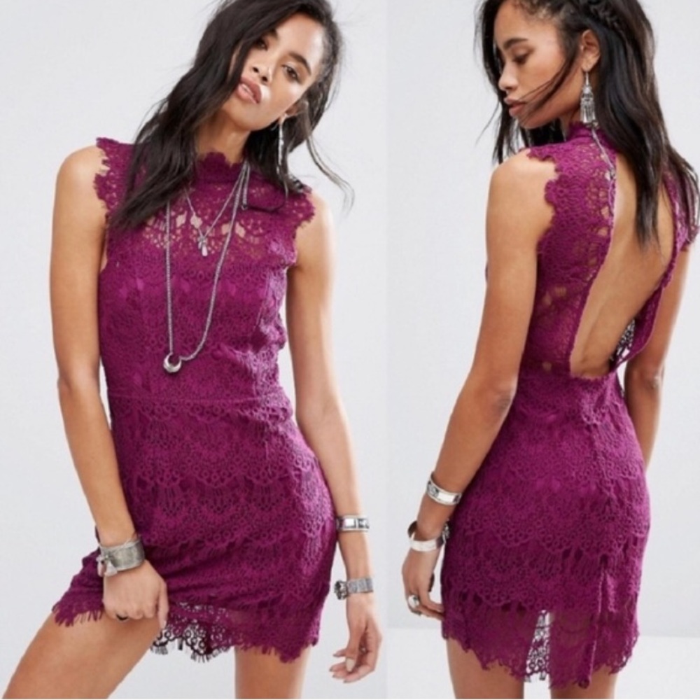 ❤️❤️ Free People | Daydream Lace purple Dress❤️❤️sz L
